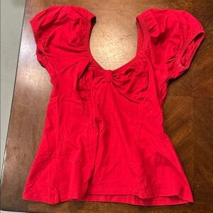 Vixen by Micheline Pitt Red Gathered Top
